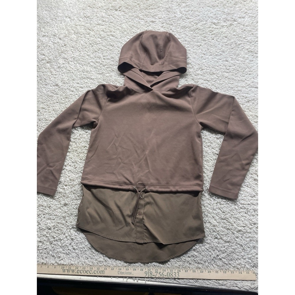 Women's Athleta Gallery Hooded Pullover Tunic Top Waist Shirttail Size XXS